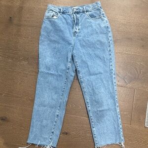 PacSun High Rise 90s Straight Leg Jeans Light Wash Raw Hem size 30